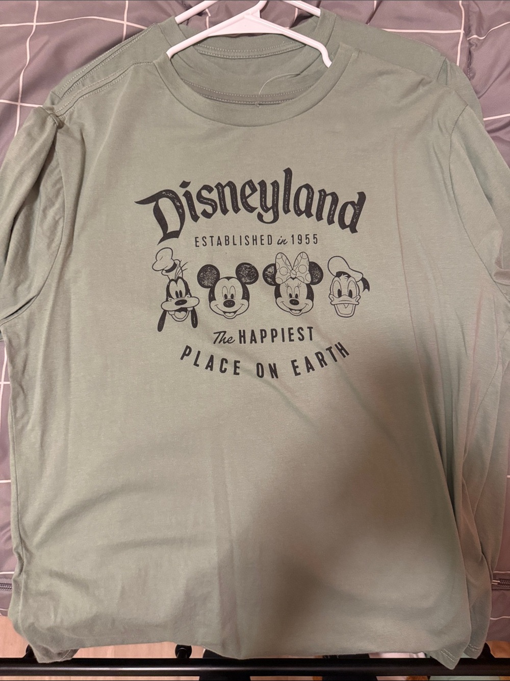 Disney Long Sleeve Tee in Sage Green with Classic Characters